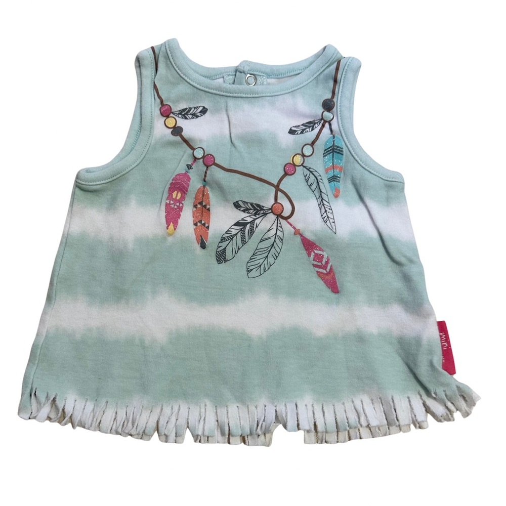 5 for $20 Mini Heroes baby girl boho tank with fringe hem. Size 6 months
